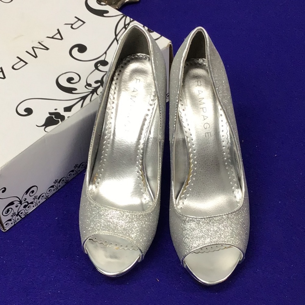 Rampage peep-toe sparkle pumps